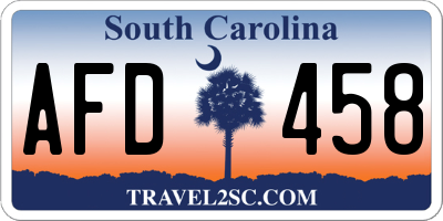 SC license plate AFD458