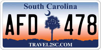 SC license plate AFD478