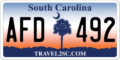 SC license plate AFD492