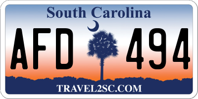 SC license plate AFD494