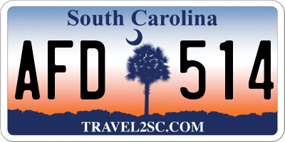 SC license plate AFD514
