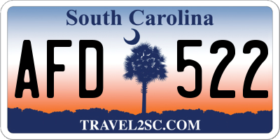 SC license plate AFD522