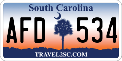 SC license plate AFD534