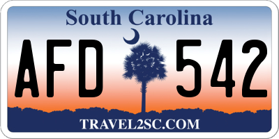 SC license plate AFD542