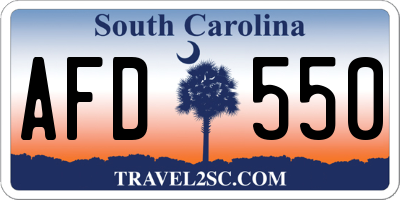 SC license plate AFD550