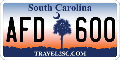 SC license plate AFD600
