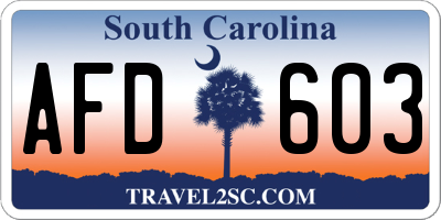 SC license plate AFD603