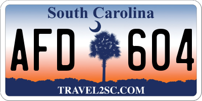 SC license plate AFD604