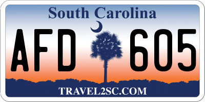 SC license plate AFD605