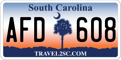 SC license plate AFD608