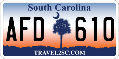 SC license plate AFD610