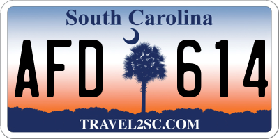 SC license plate AFD614