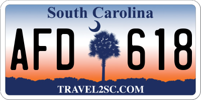 SC license plate AFD618