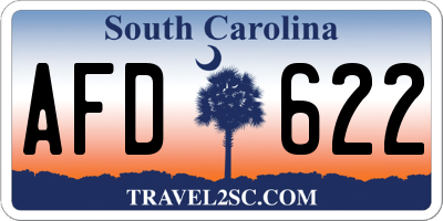 SC license plate AFD622