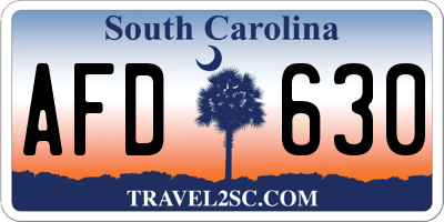SC license plate AFD630