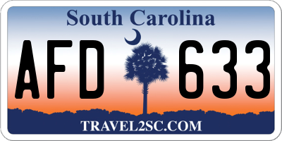 SC license plate AFD633