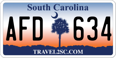 SC license plate AFD634