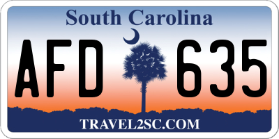 SC license plate AFD635