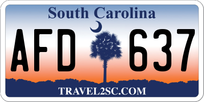 SC license plate AFD637