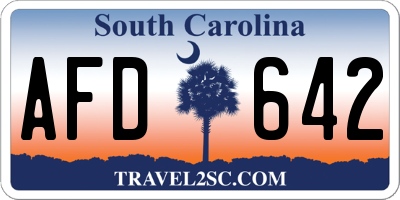 SC license plate AFD642