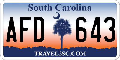 SC license plate AFD643