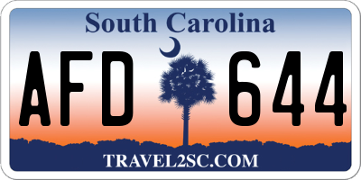 SC license plate AFD644