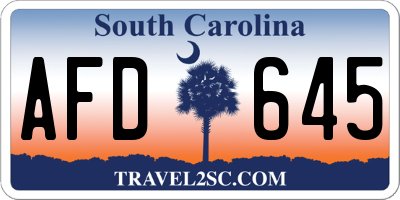 SC license plate AFD645