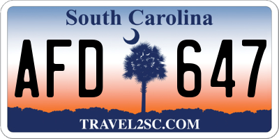 SC license plate AFD647