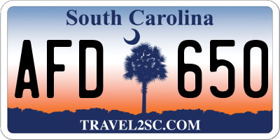 SC license plate AFD650