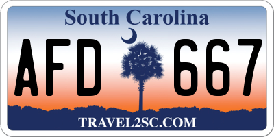 SC license plate AFD667