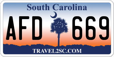 SC license plate AFD669