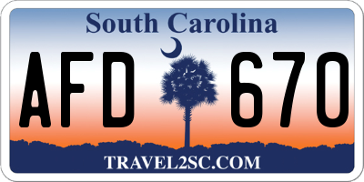 SC license plate AFD670