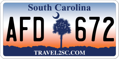 SC license plate AFD672