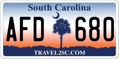SC license plate AFD680