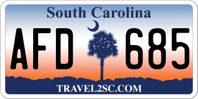 SC license plate AFD685