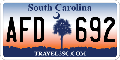 SC license plate AFD692