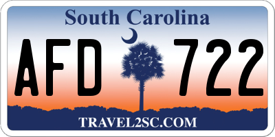 SC license plate AFD722