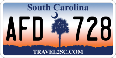 SC license plate AFD728