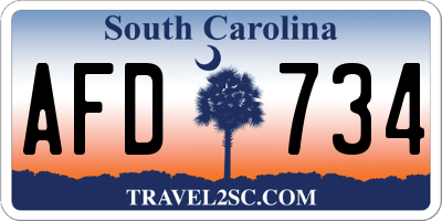SC license plate AFD734