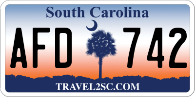 SC license plate AFD742