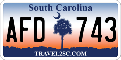 SC license plate AFD743