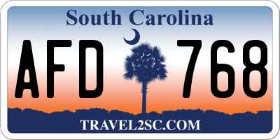 SC license plate AFD768