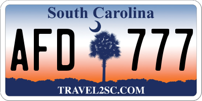 SC license plate AFD777