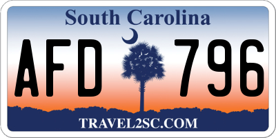 SC license plate AFD796