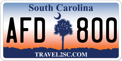SC license plate AFD800