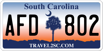 SC license plate AFD802