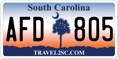 SC license plate AFD805