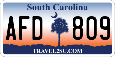 SC license plate AFD809