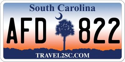 SC license plate AFD822