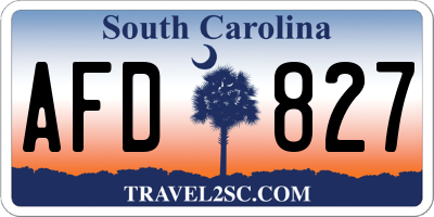 SC license plate AFD827